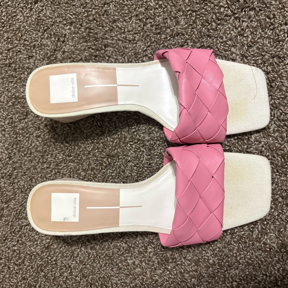 Dolce Vita Pink Woven Slide Sandals
